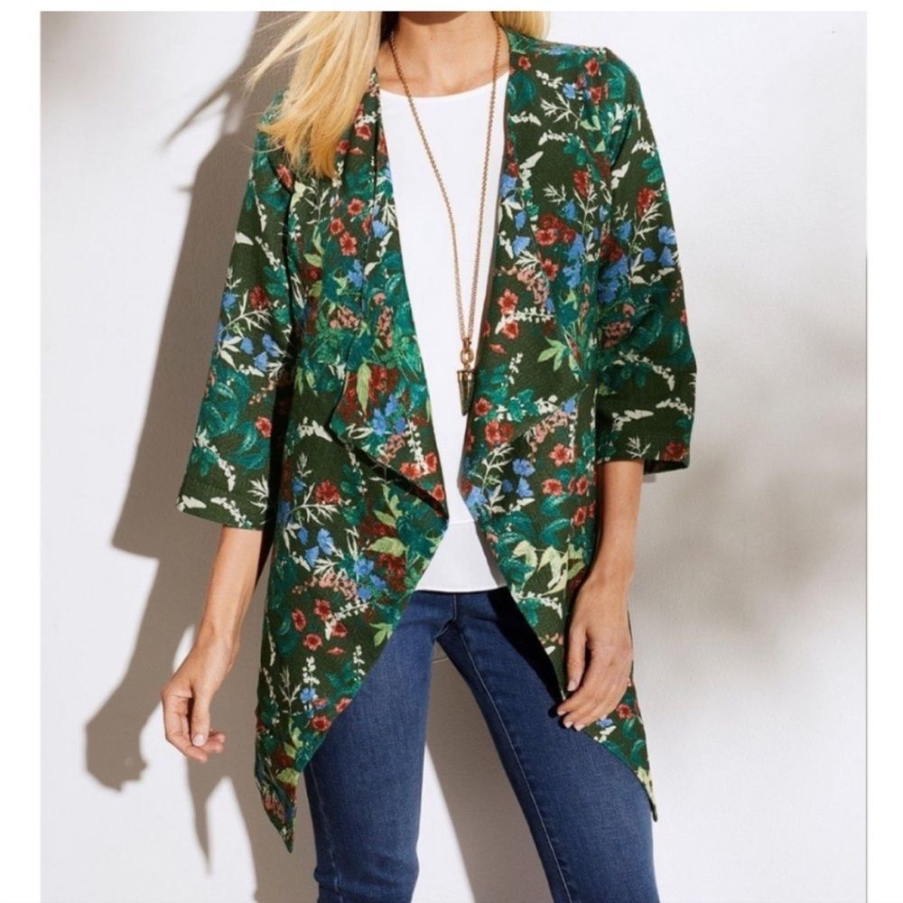 Soft Surroundings Cottage Garden Topper Open Front Cardigan XS